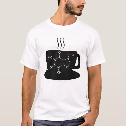 化学カフェイン分子 Tシャツ (正面)