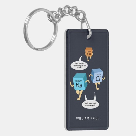 化学ギャグおもしろいサイエンス先生誕生日 キーホルダー (正面左)