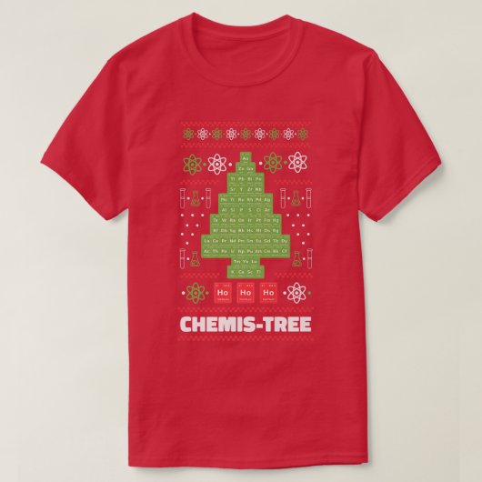 化学サイエンスクリスマスツリー化学 Tシャツ (デザイン正面)