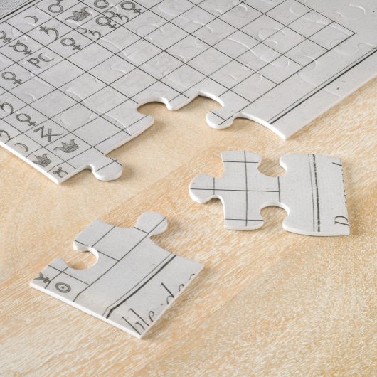 化学シンボルや象徴の科学的な実験室そしてテーブル、 ジグソーパズル (側面)