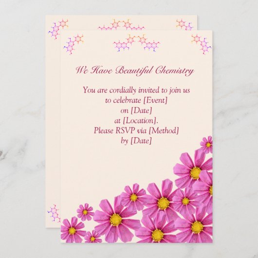 化学フラワーパーティの招待状 招待状 (正面/裏面)