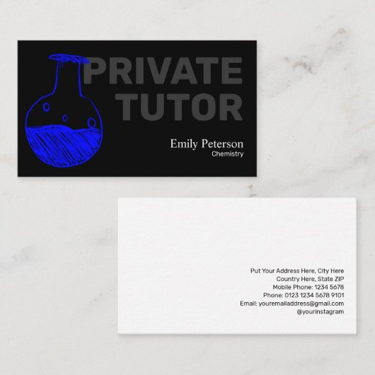 化学プライベートターターブルーフラスクスケッチブラック 名刺 (正面/裏面)