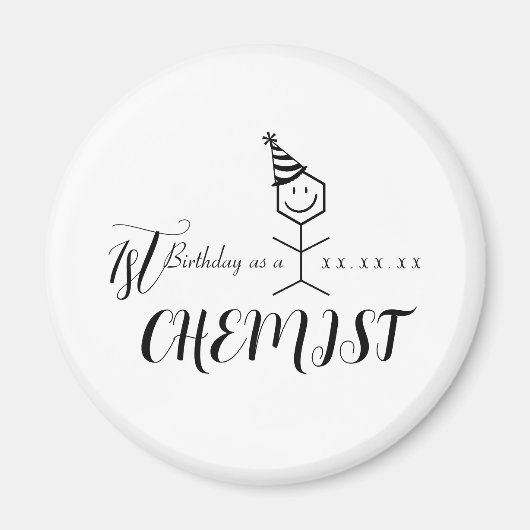 化学モダンおもしろい薬学者誕生日化学 マグネット (正面)