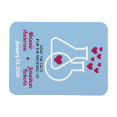 化学モダンハート結婚式の日付を保存 マグネット (横)