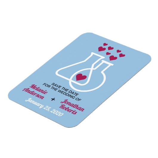 化学モダンハート結婚式の日付を保存 マグネット (左側)