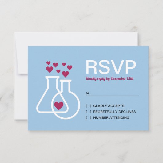 化学モダンハート結婚式RSVP 出欠カード (正面)