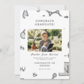 化学モダン背景要素卒業 招待状 (正面)