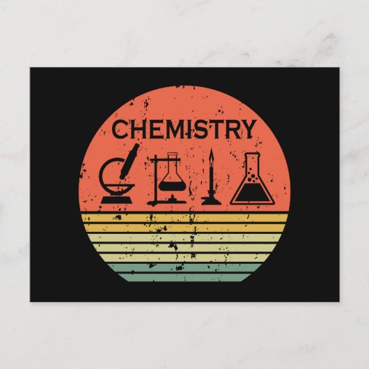 化学ヴィンテージサンセットレトロストライプパターン シーズンポストカード (正面)