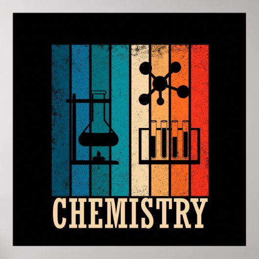 化学ヴィンテージサンセットレトロストライプパターン ポスター (正面)