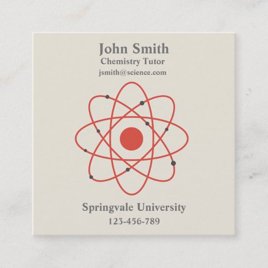 化学先生科学教師 スクエア名刺 (正面)