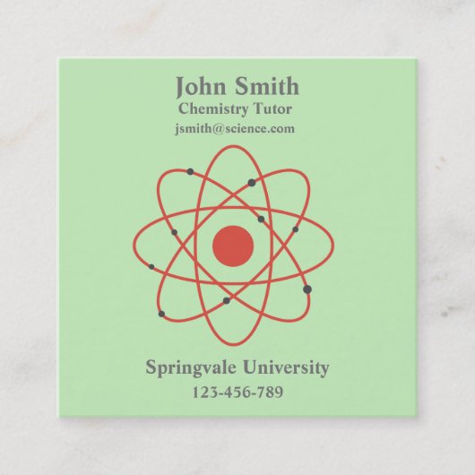 化学先生科学講師 スクエア名刺 (正面)