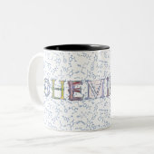 化学図パターンおよびタイポグラフィ2トーン ツートーンマグカップ (正面左)