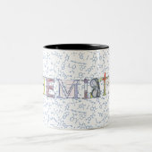 化学図パターンおよびタイポグラフィ2トーン ツートーンマグカップ (中央)