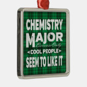 化学大学専攻の学生グリーンプレイド メタルオーナメント (右)