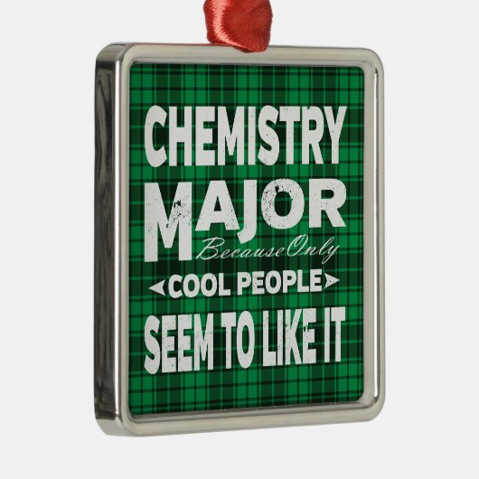 化学大学専攻の学生グリーンプレイド メタルオーナメント (右)