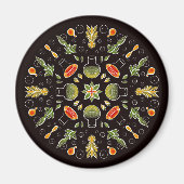 化学実験室の植物模様 マグネット (正面)