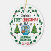 化学工学者の初めてのクリスマス 名前入り セラミックオーナメント (左)