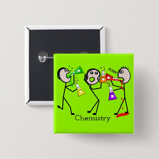 化学恋人のギフト棒人間たちのデザインの 缶バッジ (正面&裏面)