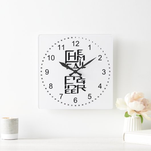 化学技術者キャラクター スクエア壁時計 (ホーム)