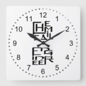 化学技術者キャラクター スクエア壁時計 (正面)