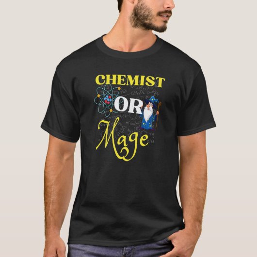 化学教師か魔法使い 錬金術または魔法の先生 Tシャツ (正面)