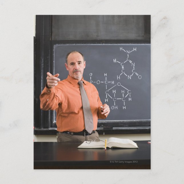 化学構造を有する黒板による先生 ポストカード (正面)