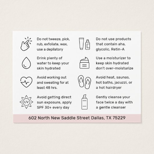 化学皮シンプル剥きアフターケア指示カード (裏面)