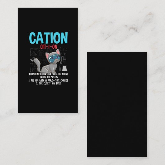化学科おもしろい学者陽イオン元素猫好き 名刺 (正面/裏面)