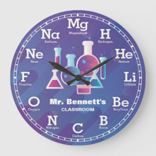 化学科学のPersonalizableの時計 ラージ壁時計