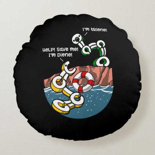 化学科学ジエンとトリエンのおもしろいジョーク ラウンドクッション (正面)