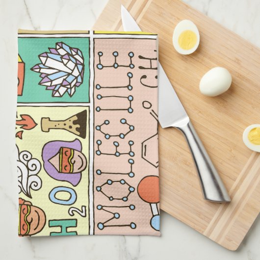 化学科学ヴィンテージイラストレーションセット キッチンタオル (四つ折り)