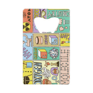 化学科学ヴィンテージイラストレーションセット クレジットカード栓抜き