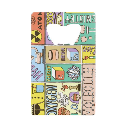 化学科学ヴィンテージイラストレーションセット クレジットカード栓抜き (正面)