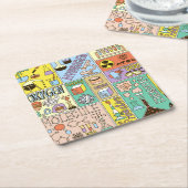 化学科学ヴィンテージイラストレーションセット スクエアペーパーコースター (アングル)