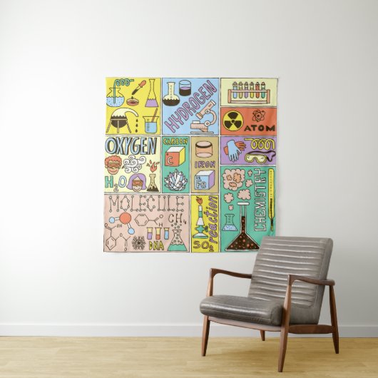 化学科学ヴィンテージイラストレーションセット タペストリー (インサイチュ)