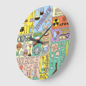 化学科学ヴィンテージイラストレーションセット ラージ壁時計 (傾斜)