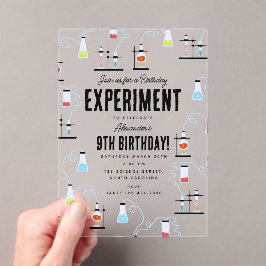 化学科学実験子供の誕生日パーティー アクリル招待状