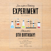 化学科学試験管子供の誕生日パーティー アクリル招待状 (正面)