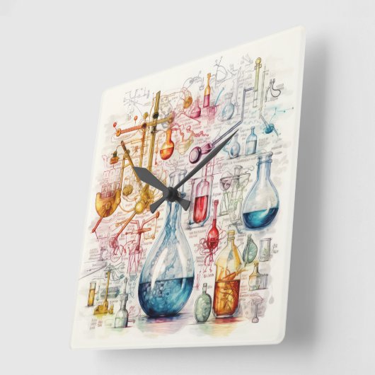 化学紙ウォールクロック スクエア壁時計 (傾斜)