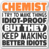 化学者に物を作るおもしろい引用文 シール (正面)