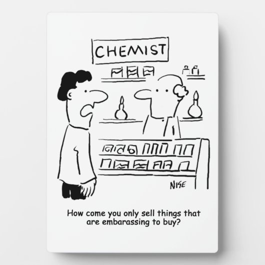 化学者は恥ずかしい製品マグしか売らなおもしろいい フォトプラーク (正面)