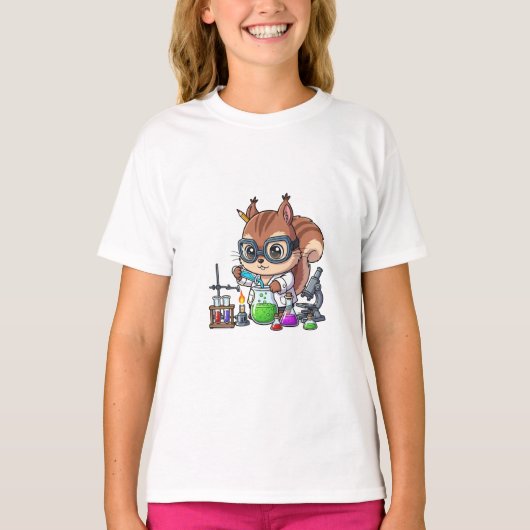 化学者 リス 科学者 イラスト 子供向け Tシャツ (正面)