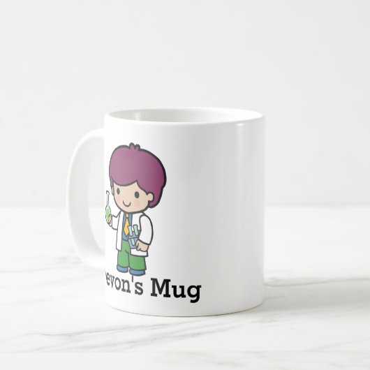 化学者/科学者ボーイフラスコと試験管 コーヒーマグカップ (正面左)