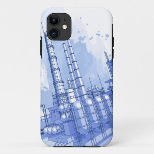 化学製品工場及び水彩画の背景 Case-Mate iPhoneケース (裏面)
