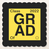 化学要素の黄色の卒業発表 ペーパーコースター (正面)