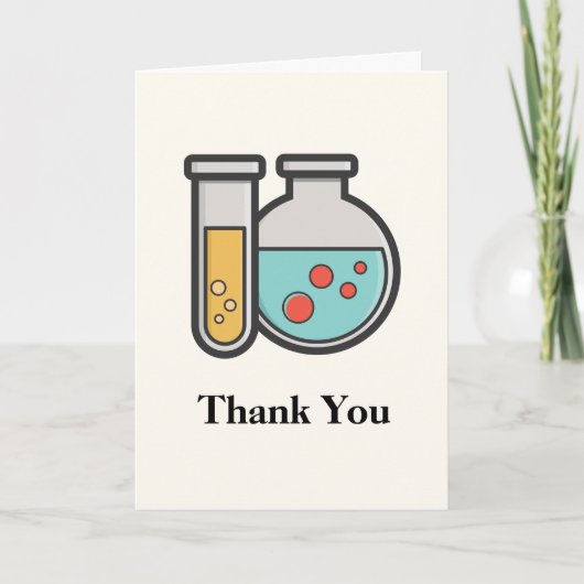 化学試験管とビーカーありがとう カード (正面)
