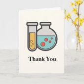化学試験管とビーカーありがとう カード (黄色い花)