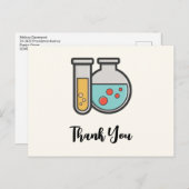 化学試験管とビーカーありがとう ポストカード (正面/裏面)
