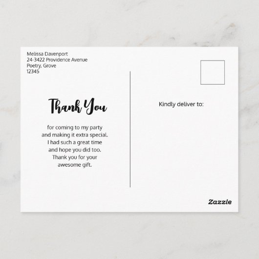 化学試験管とビーカーありがとう ポストカード (裏面)