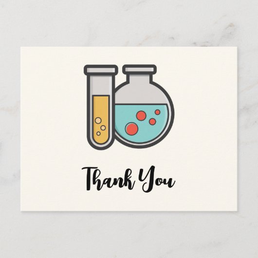 化学試験管とビーカーありがとう ポストカード (正面)